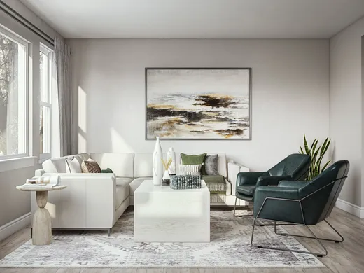 Living Room · Midcentury Modern designed by Abril