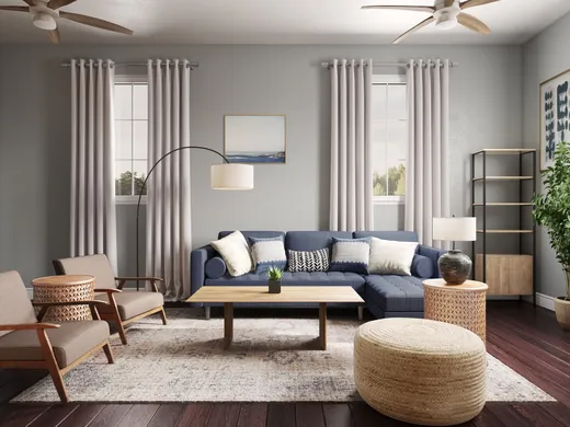 Living Room · Midcentury Modern designed by Nusrath