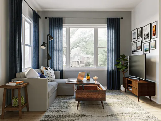 Living Room · Midcentury Modern designed by Carla
