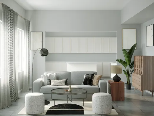 Living Room · Midcentury Modern designed by Sara