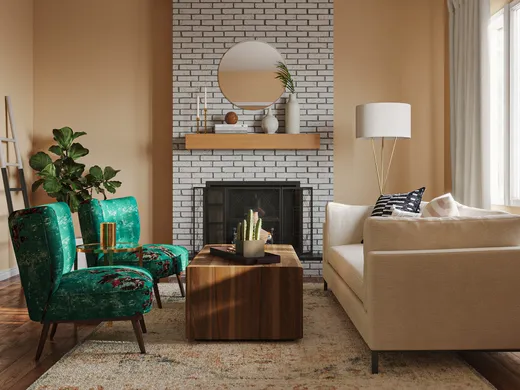 Living Room · Midcentury Modern designed by Mahreen