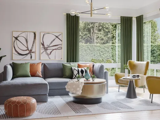 Living Room · Midcentury Modern designed by Francisco