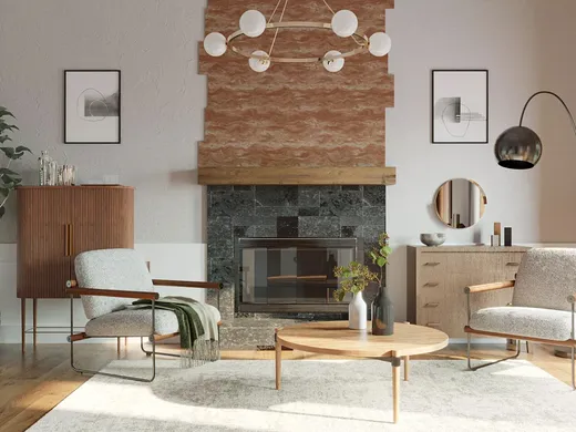 Living Room · Midcentury Modern designed by Mariel