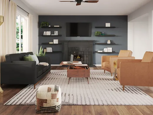Living Room · Midcentury Modern designed by Priscila