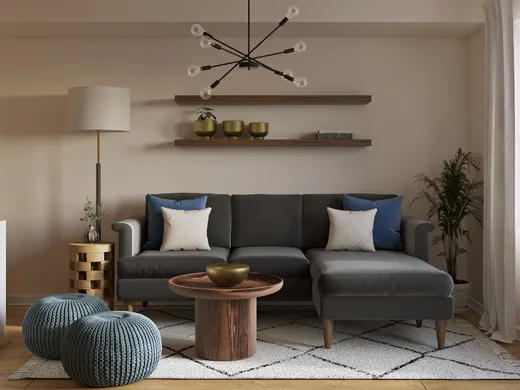 Living Room · Midcentury Modern designed by Katherin