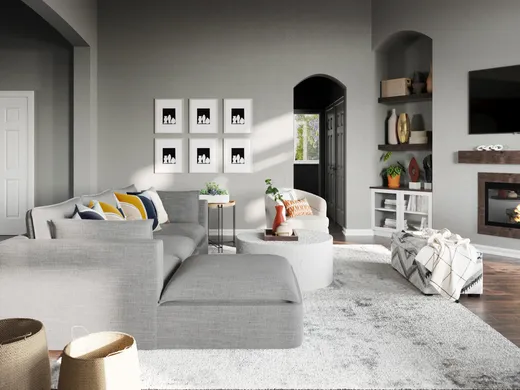 Living Room · Midcentury Modern designed by Camila