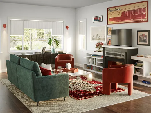 Living Room · Midcentury Modern designed by Florencia