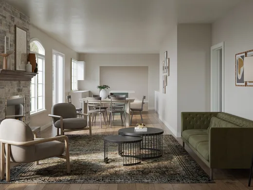 Living Room · Midcentury Modern designed by Humera