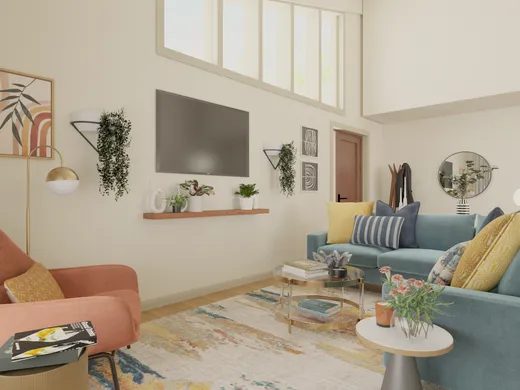 Living Room · Contemporary designed by Katie