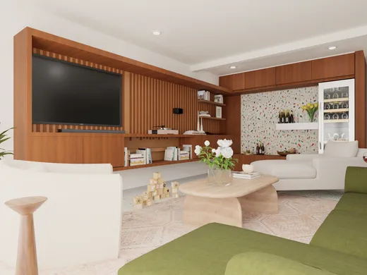 Living Room · Midcentury Modern designed by Neha