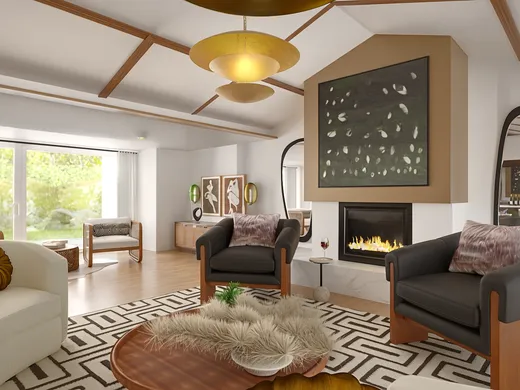 Living Room · Midcentury Modern designed by Jamie