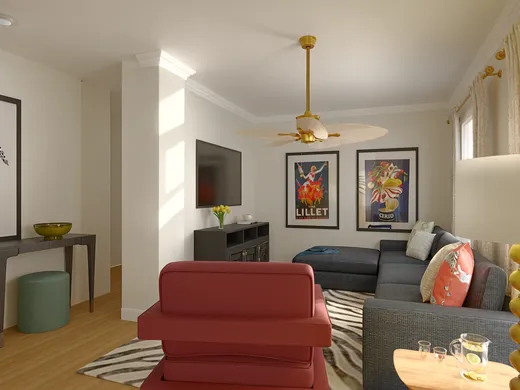 Living Room · Midcentury Modern designed by Kait