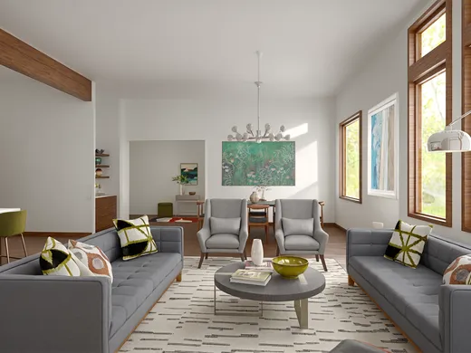 Living Room · Midcentury Modern designed by Florencia