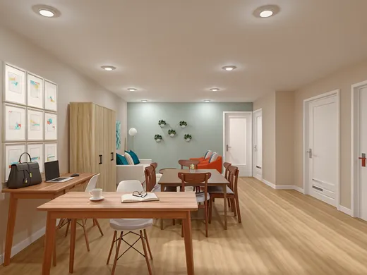 Living Room · Midcentury Modern designed by Toussaint