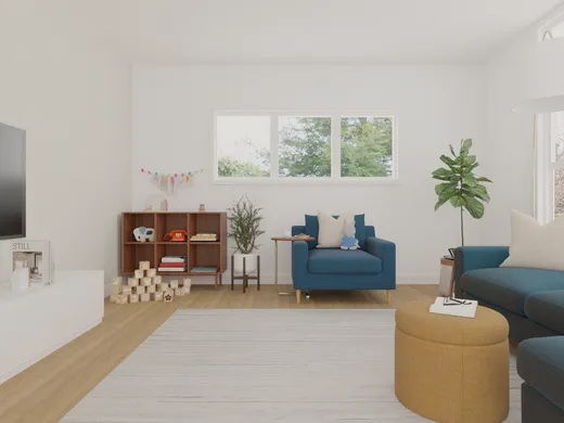 Living Room · Midcentury Modern designed by Amy