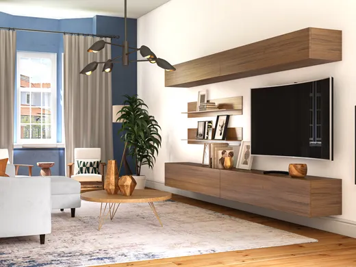 Living Room · Midcentury Modern designed by Kayla