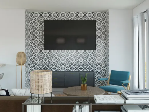 Living Room · Midcentury Modern designed by Shaun