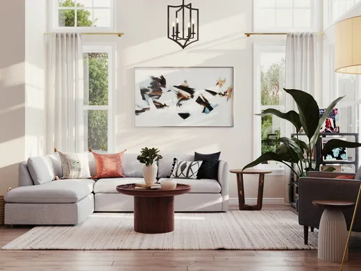 Living Room · Midcentury Modern designed by Abril