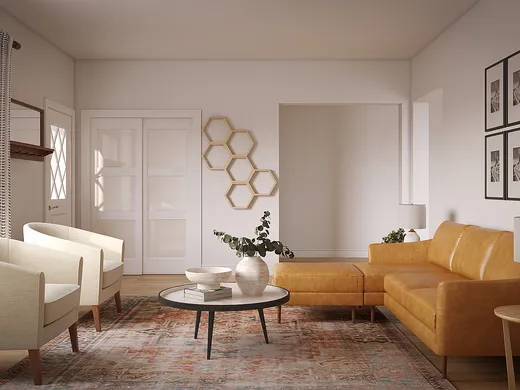 Living Room · Midcentury Modern designed by Kayla