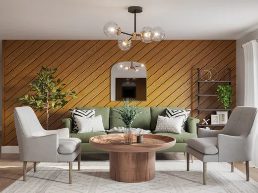Living Room · Midcentury Modern designed by Kylie