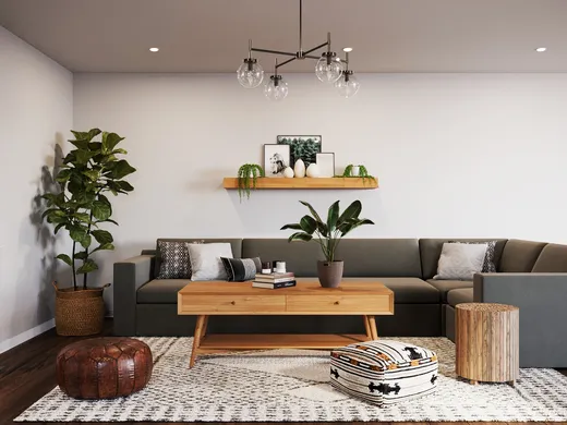 Living Room · Midcentury Modern designed by Amber