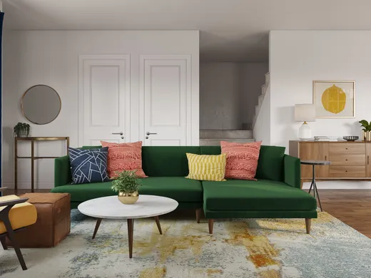 Living Room · Midcentury Modern designed by Erica