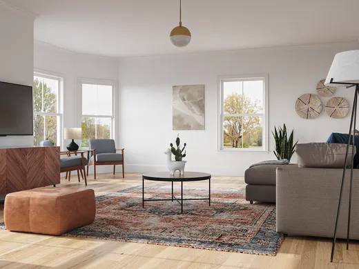 Living Room · Midcentury Modern designed by Priscila