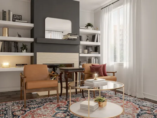 Living Room · Midcentury Modern designed by Kristin