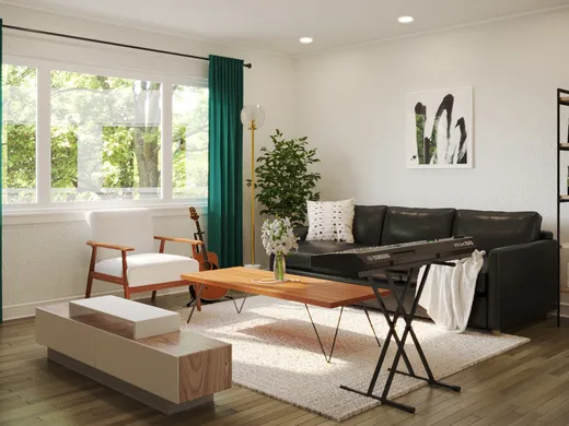 Living Room · Midcentury Modern designed by Camila
