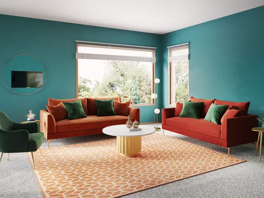 Living Room · Midcentury Modern designed by Priscila