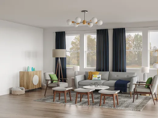 Living Room · Midcentury Modern designed by Juliana