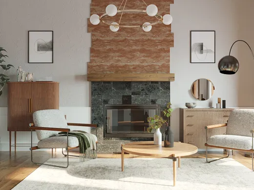 Living Room · Midcentury Modern designed by Mariel