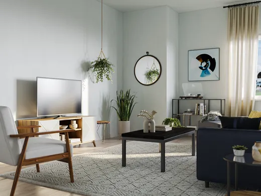 Living Room · Midcentury Modern designed by Pamela