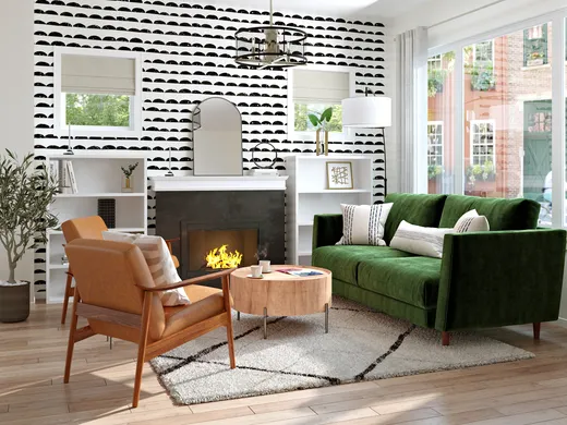 Living Room · Midcentury Modern designed by Dinah