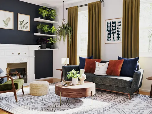 Living Room · Midcentury Modern designed by Ashley