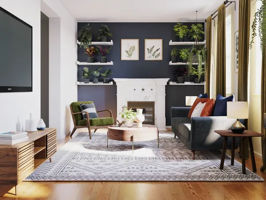 Living Room · Midcentury Modern designed by Ashley