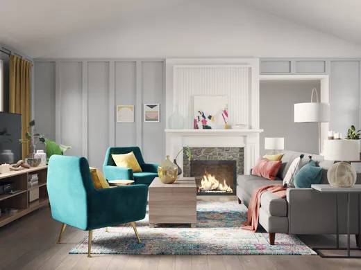 Living Room · Eclectic designed by Kristin