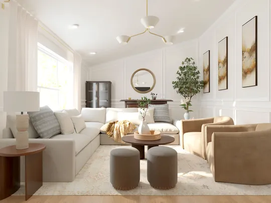 Living Room · Warm Transitional designed by Montserrat