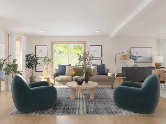 Living Room · Warm Transitional designed by Montserrat