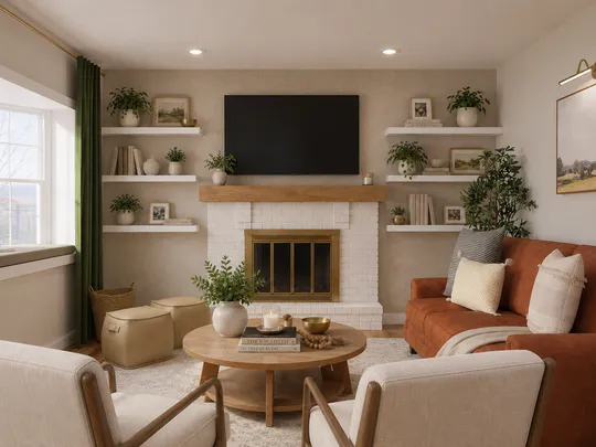 Living Room · Warm Transitional designed by Yoseika