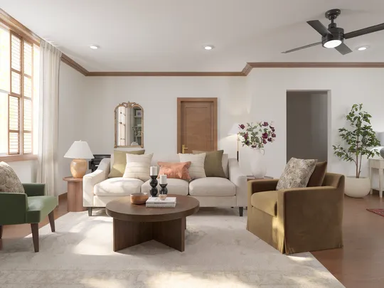Living Room · Warm Transitional designed by Montserrat