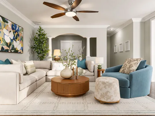 Living Room · Warm Transitional designed by Montserrat