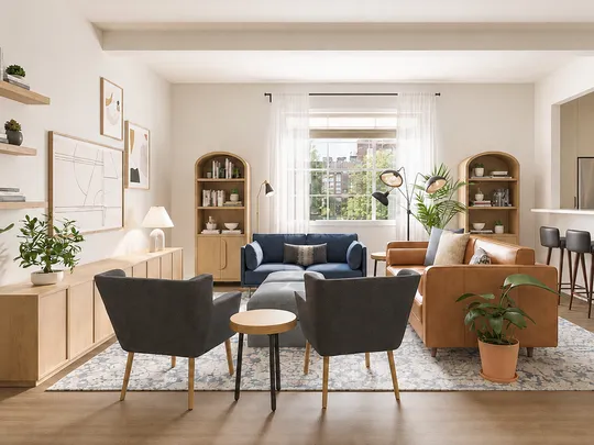 Living Room · Midcentury Modern designed by Ana
