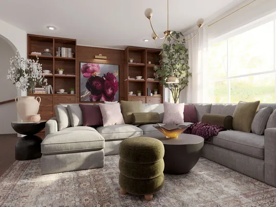 Living Room · Warm Transitional designed by Montserrat