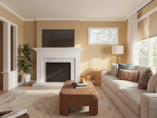 Living Room · Warm Transitional designed by Sarah