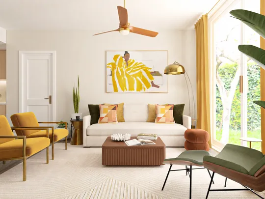 Living Room · Midcentury Modern designed by Emmanuel