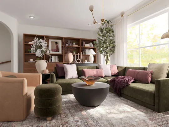 Living Room · Warm Transitional designed by Montserrat