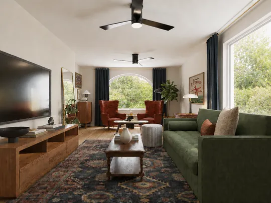 Living Room · Midcentury Modern designed by Andrea