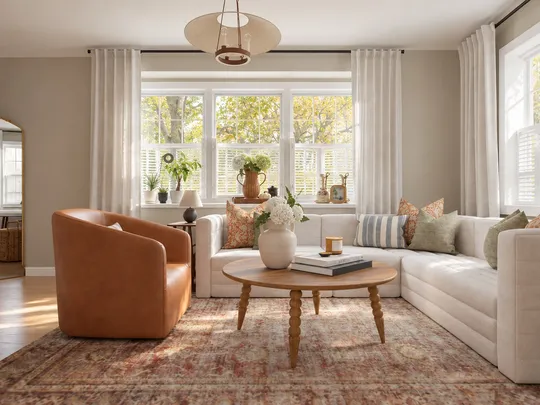 Living Room · Warm Transitional designed by Sarah