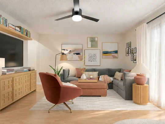 Living Room · Warm Transitional designed by Montserrat